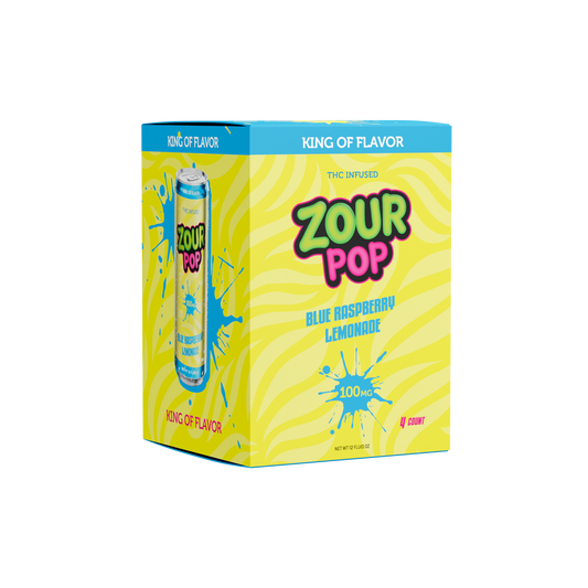 Zour Pop Blue Raspberry Lemonade 100mg THC Drinks 4 Pack
