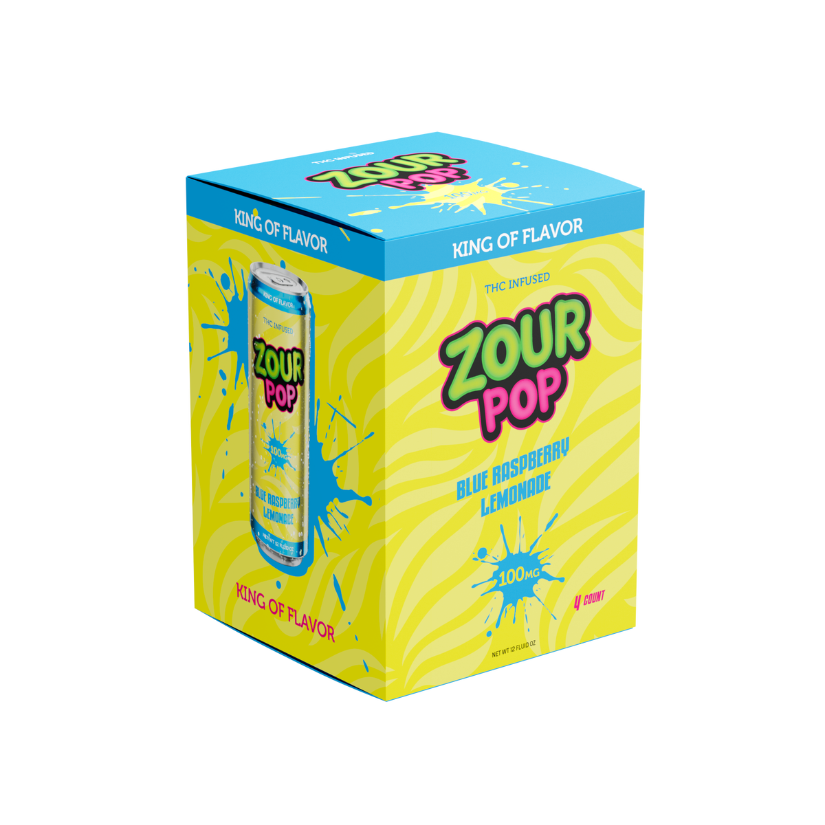 Zour Pop Blue Raspberry Lemonade 100mg THC Drinks – 4 Pack
