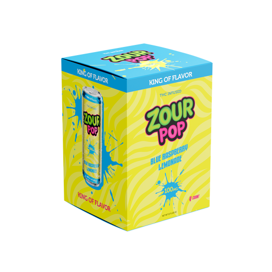 Zour Pop Blue Raspberry Lemonade 100mg THC Drinks – 4 Pack