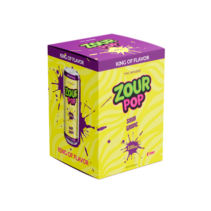 Zour Pop Sour Grape 100mg THC Drinks 4 Pack