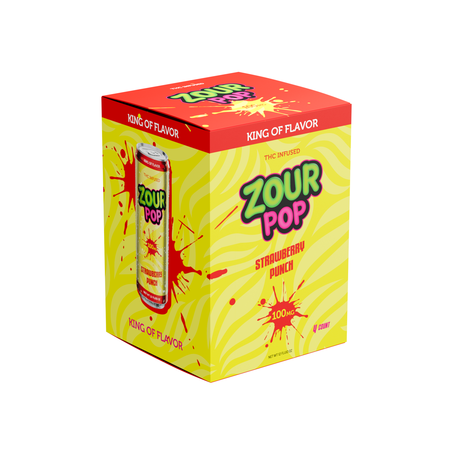 Zour Pop Strawberry Punch 100mg THC Drinks 4 Pack