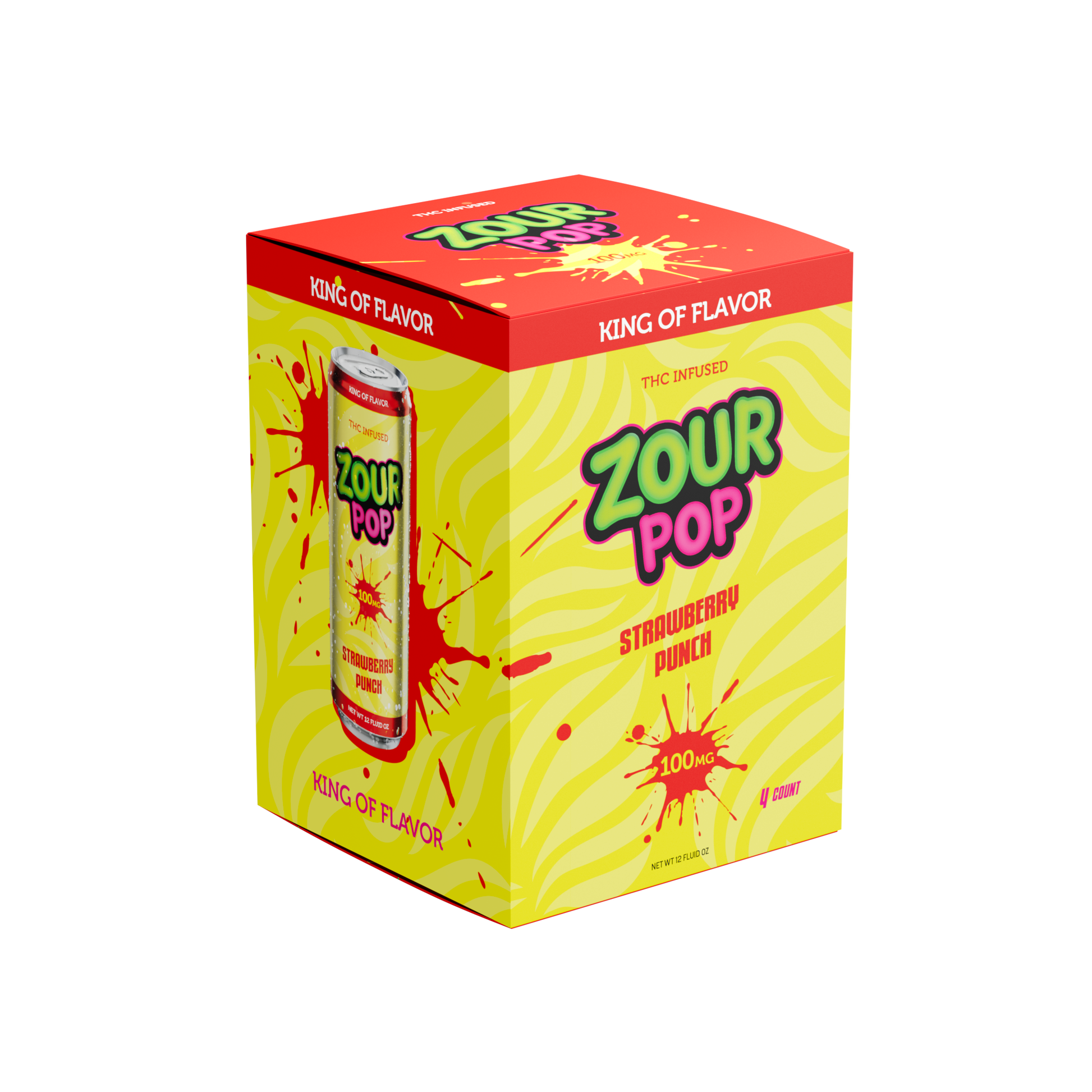 Zour Pop Strawberry Punch 100mg THC Drinks 4 Pack