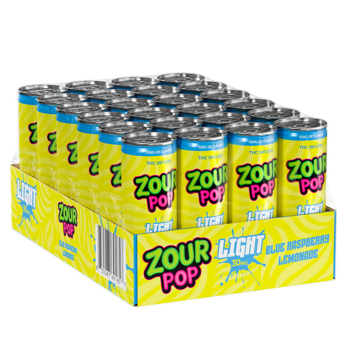 Zour Pop Blue Raspberry Lemonade 100mg THC Drinks 24 Pack case